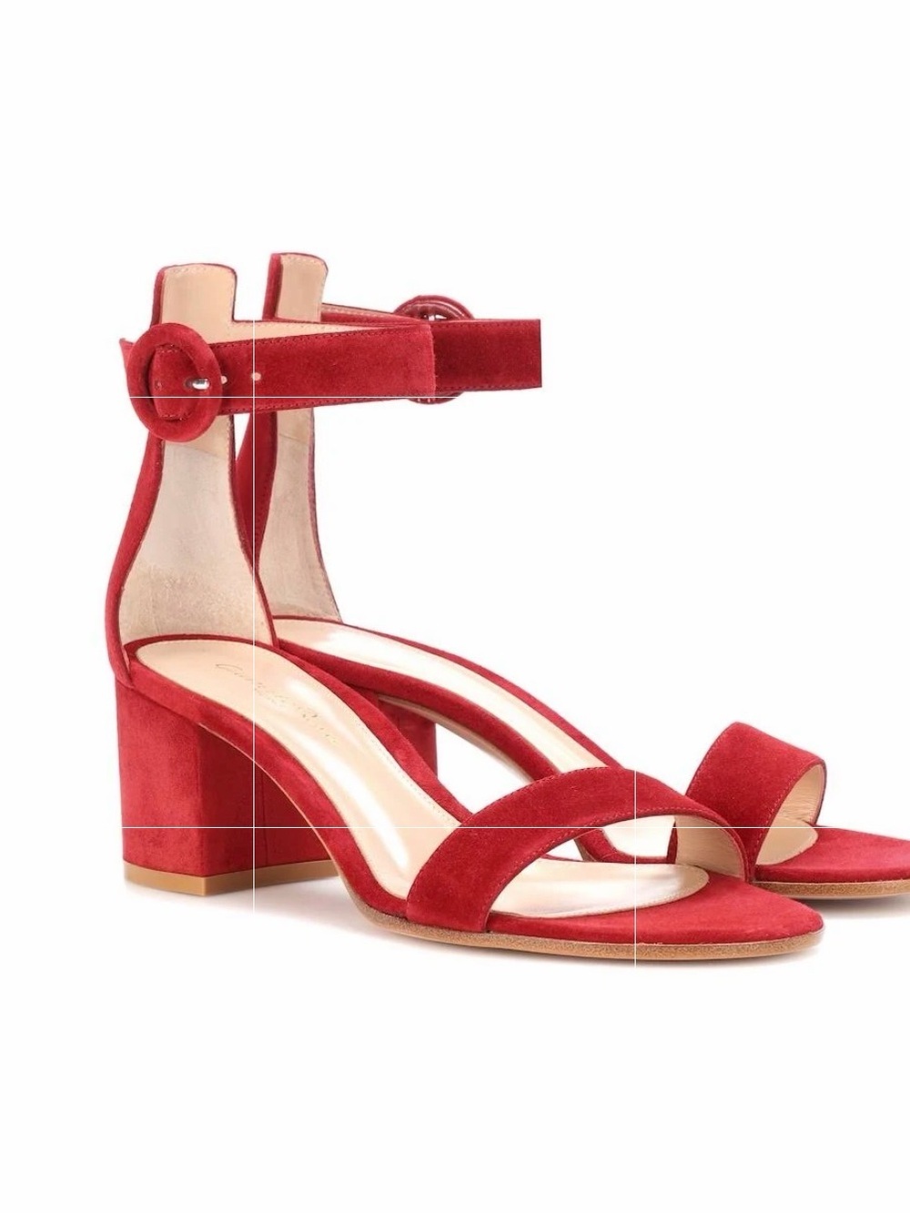 Gianvito Rossi Red Suede Block Heel Slingback Pumps - Women